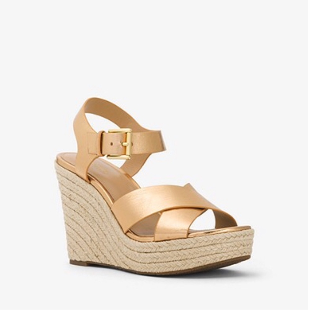 Michael Kors Kady Metallic Leather Wedge, (9.5)